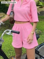 Sustainable Micro Waffle Shorts Barbie Pink