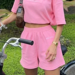 Sustainable Micro Waffle Shorts Barbie Pink