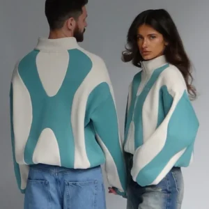 90s Unisex Zipup Cloud Fleece Jacket Seafoam Creme