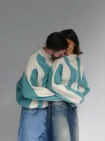 90s Unisex Zipup Cloud Fleece Jacket Seafoam Creme