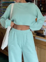 Knitted Waffle Cropped Top Minty Green