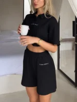 Knitted Waffle Shorts True Black