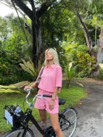 Sustainable Micro Waffle Shorts Barbie Pink